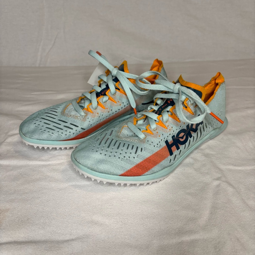Hoka Cielo X MD Blue / Orange Track Spike Shoes 1123151 Sz 5W/3.5M No Spikes Inc